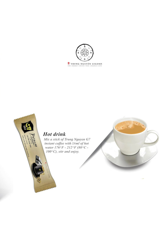 TRUNG NGUYEN G7 Gold Picasso Latte Instant Coffee Single Served Sticks for Energy Boost (8.9 oz - Box of 14 Sticks)