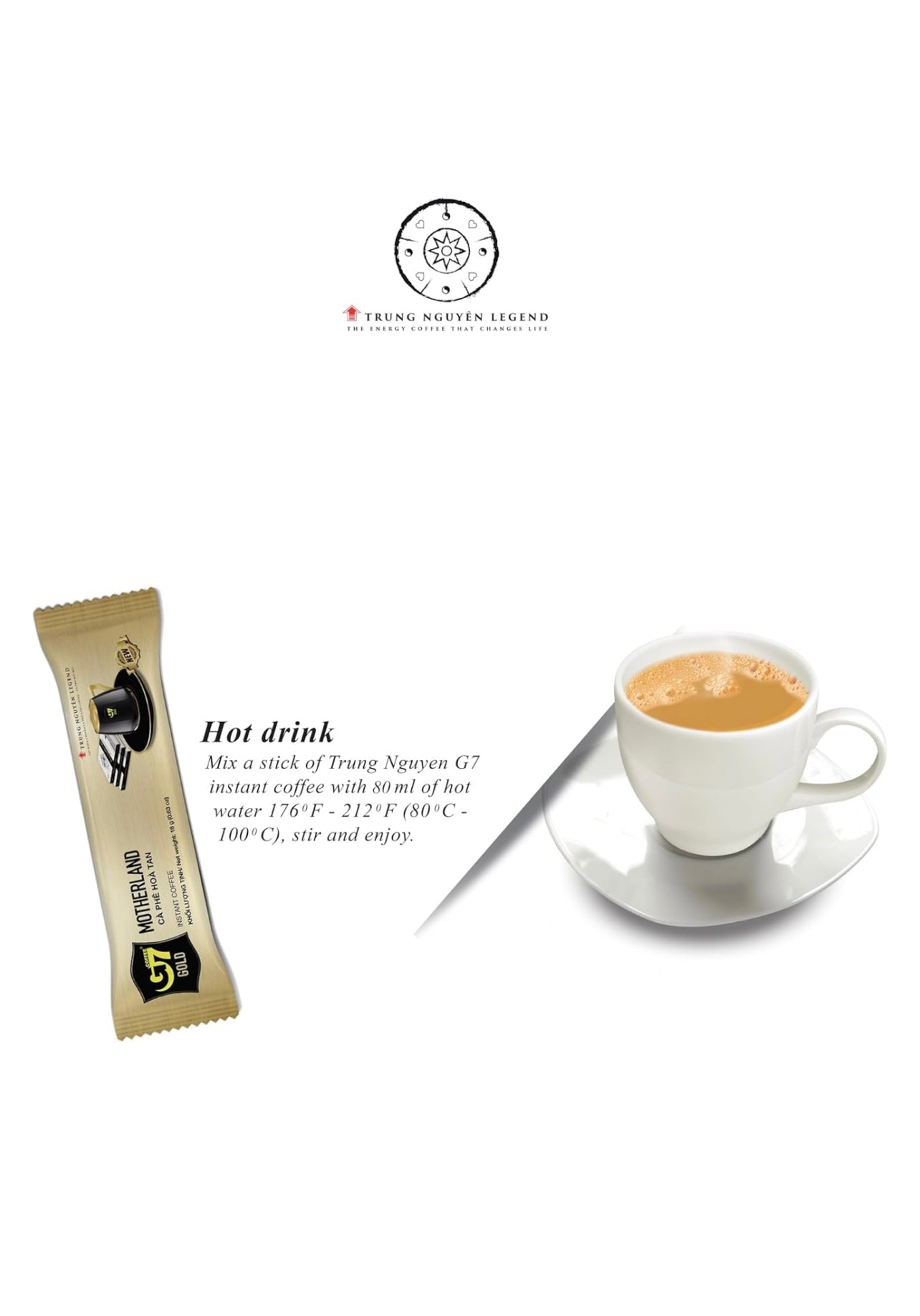 TRUNG NGUYEN G7 Gold Motherland Instant Coffee Single Served Sticks for Energy Boost (8.9oz - Box of 14 Sticks)