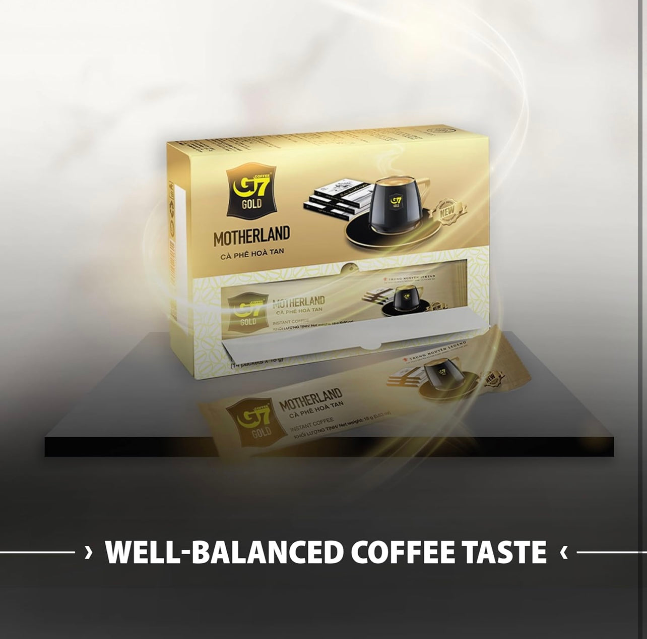 TRUNG NGUYEN G7 Gold Motherland Instant Coffee Single Served Sticks for Energy Boost (8.9oz - Box of 14 Sticks)