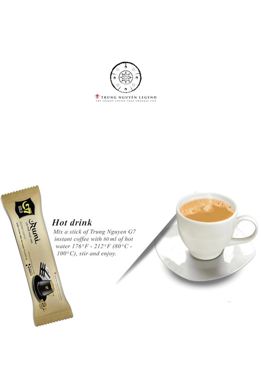 TRUNG NGUYEN G7 Gold Rumi Instant Coffee Single Served Sticks for Energy Boost (8.9oz - Box of 14 Sticks)